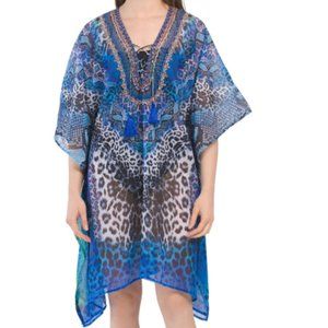 True Colours Crystal & Bead Embellished Caftan Kimono Swim Cover- beach boho NEW